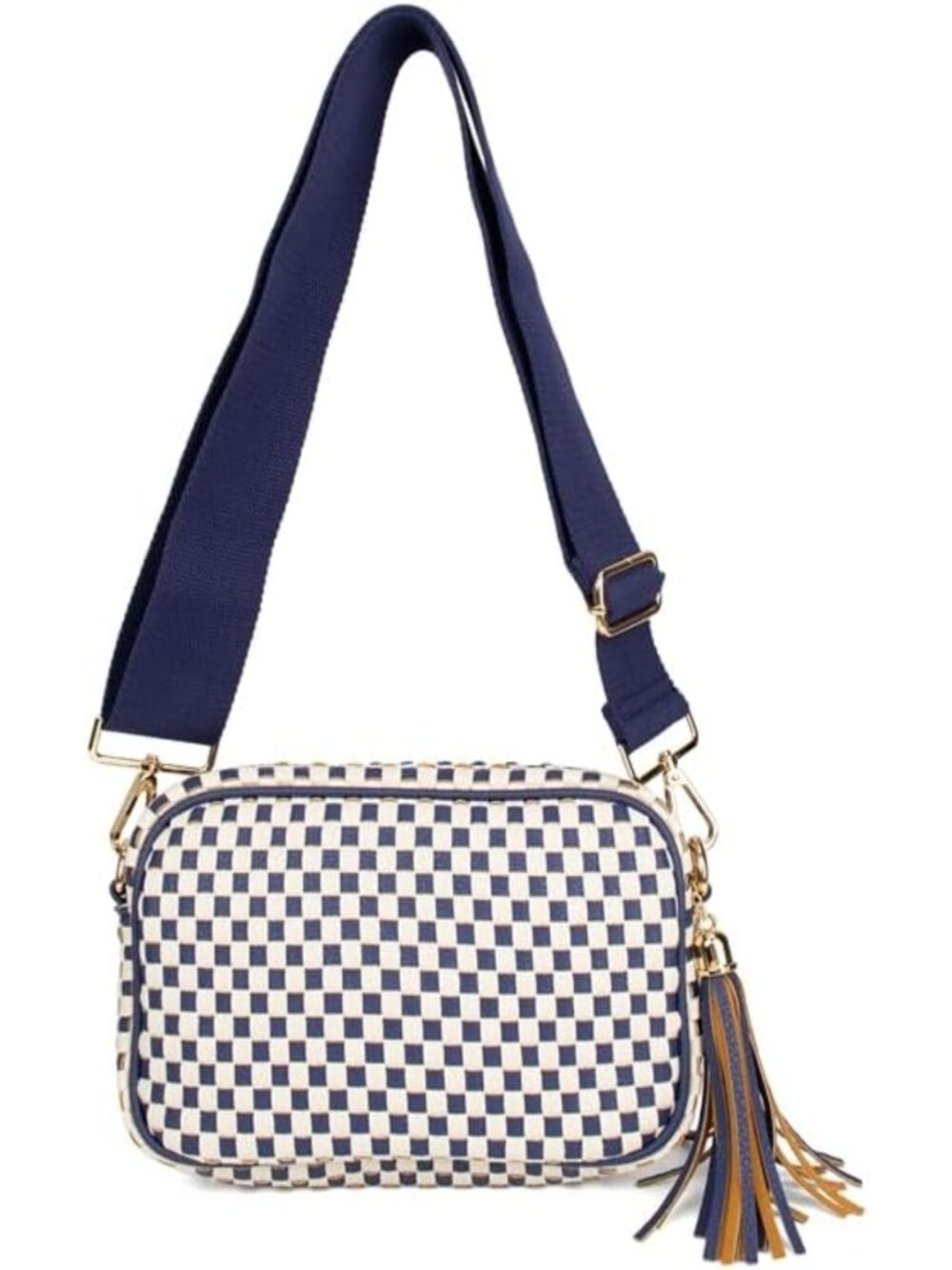 Woven Crossbody Camera Bag with Tassel | Adjustable Strap Purse for Everyday Use